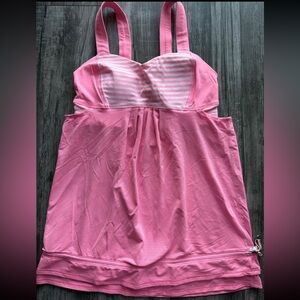Lululemon Pink Striped tank top w/ built-in bra - Size 4